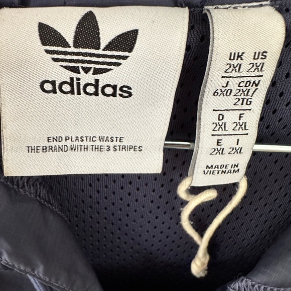 ✨Host Pick✨Adidas New with Tag Navy Wind Breaker ZIP Pockets Hood Adjustable XXL - Picture 6 of 9